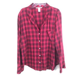 VICTORIA' S SECRET Red Plaid Button Pajama Shirt